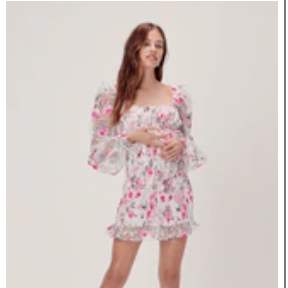 For Love and Lemons Lovell Burnout Smocked Mini Dress size L